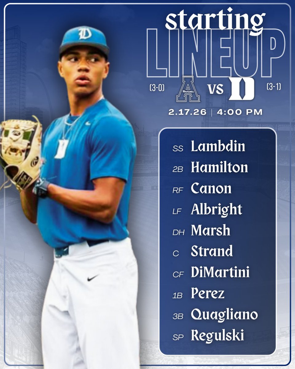 DukeBASEManager's tweet photo. Tuesday's starting lineup vs App. State! https://t.co/DtWM8QTDUI
