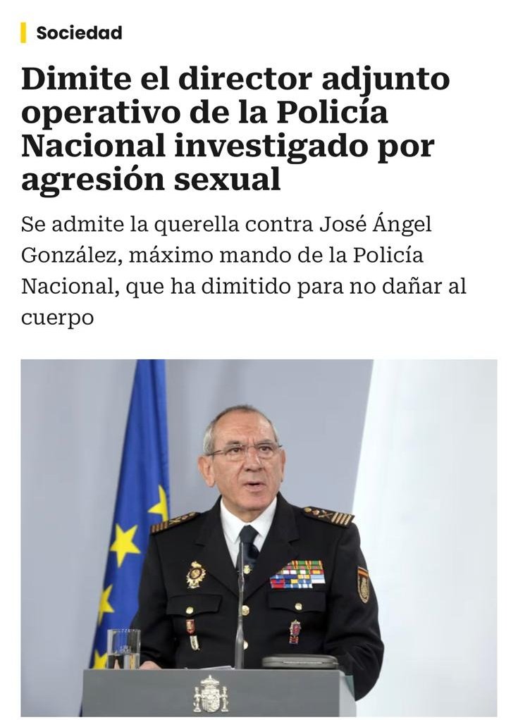 Dimite el actual DAO de la Policía Nacional <a href="/policia/">Policía Nacional</a> acusado de violar a una agente en un domicilio.

Recordemos que a partir de ciertos empleos tanto en Policía Nacional como en Guardia Civil son políticos más que policías.
