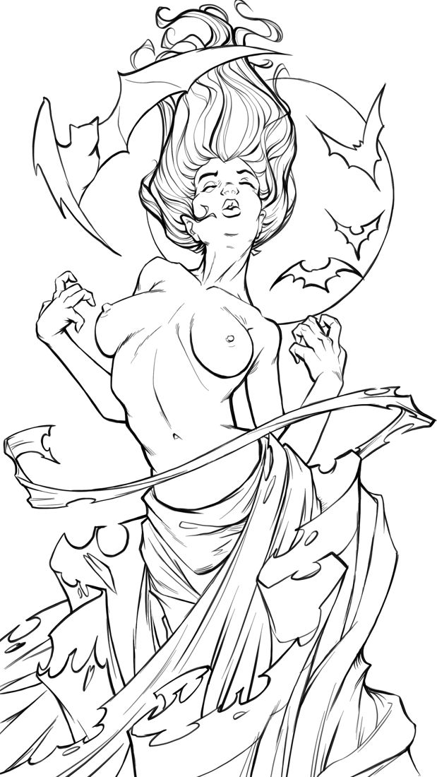 Newest Coloring book page. I may consider re inking this one but I like how it came out.
#nsfw #erotic #gothic #vampire #ColoringBook