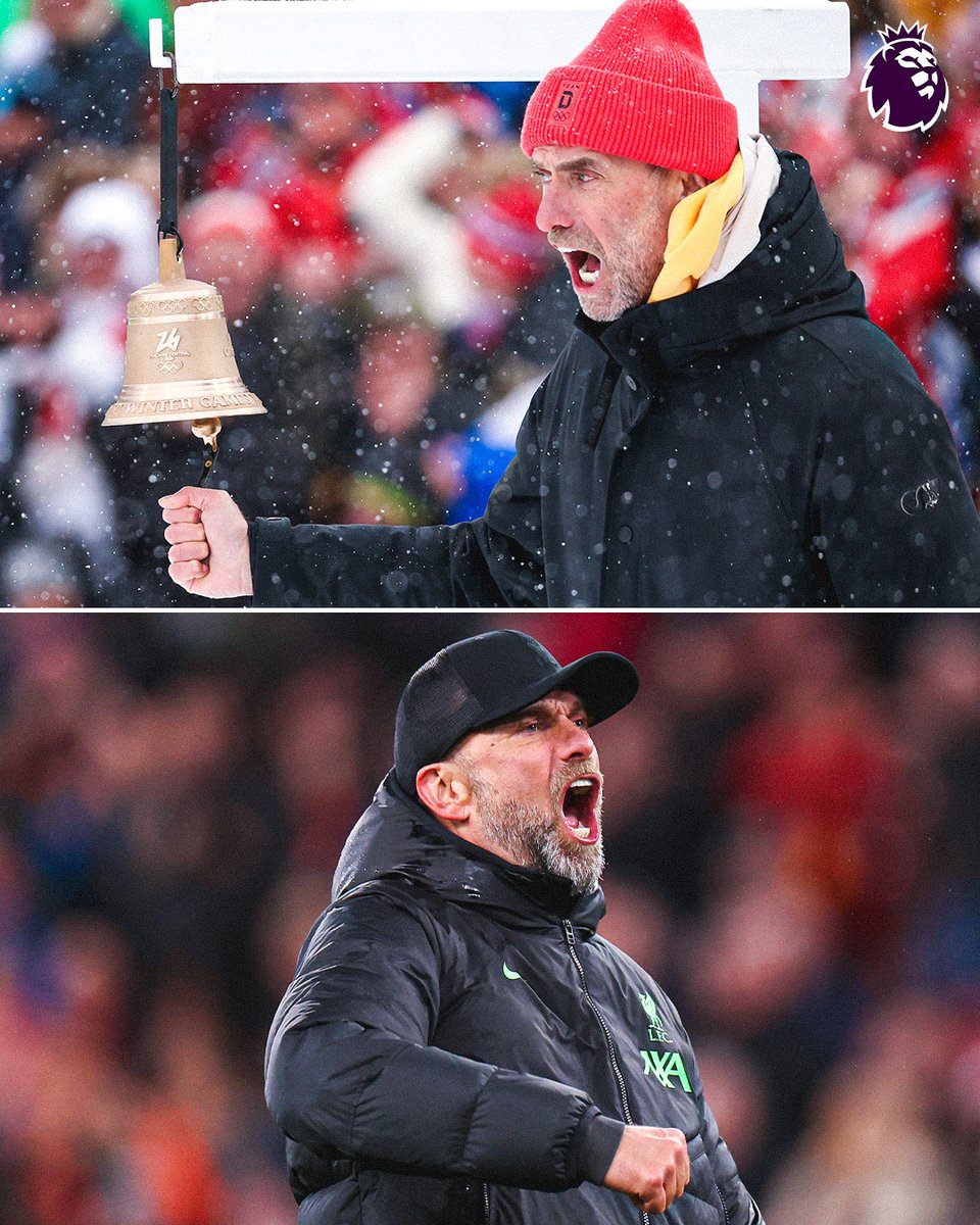 premierleague's tweet photo. That classic Jurgen Klopp passion 🫡

Today the former @LFC boss rang the bell for the final lap in the men's biathlon at the Winter Olympics! 🔔 https://t.co/StrNgwNGqU