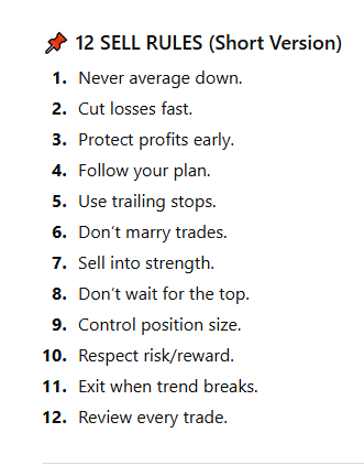 IManghaila's tweet photo. 12 sell rules