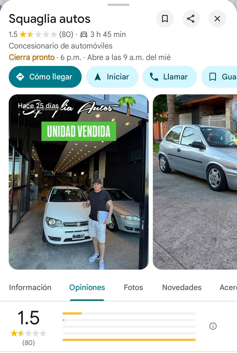 Son unos genios los que le dejaron reseñas negativas al tipo que hizo un video donde sus autos ocupaban toda la vereda y dijo que si querías pasar que te compres una bicicleta. Ahora además de sacar todos los autos, va a tener que arreglar la vereda que destrozó.