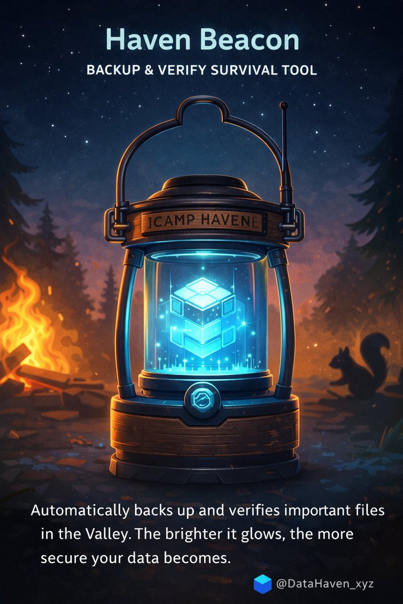 hm_base's tweet photo. I created the Haven Beacon, a survival tool that backs up and verifies important files in the Valley. The brighter it glows, the more secure your data becomes. @DataHaven_xyz https://t.co/FSunxeNym2