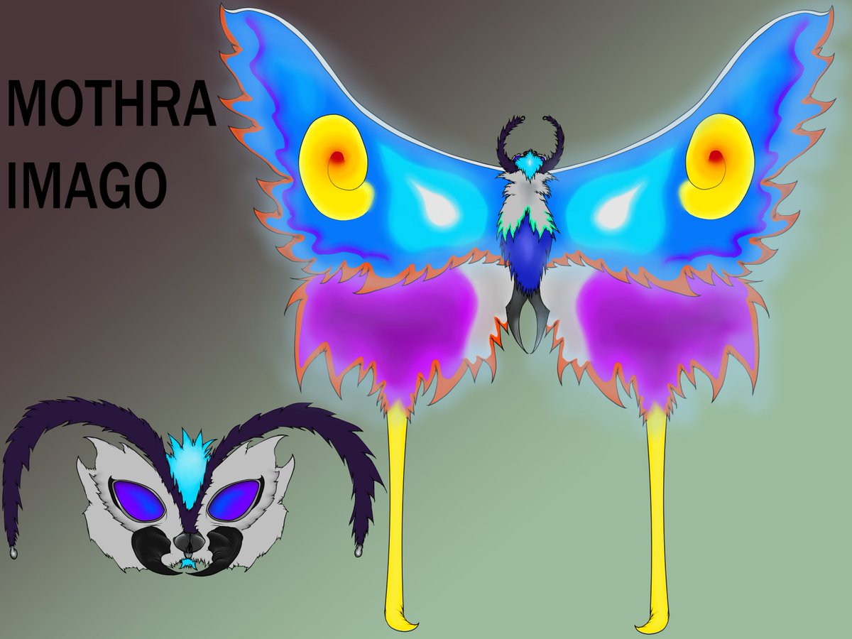 "Long ago, there was a single,  god-like figure. Eventually, she decided to split, 1 to become 2; not good vs evil, but yin &amp; yang. One of them is Mothra."

My own take on Mothra Imago Form. I do hope you like it; any questions please feel free!

#mothra