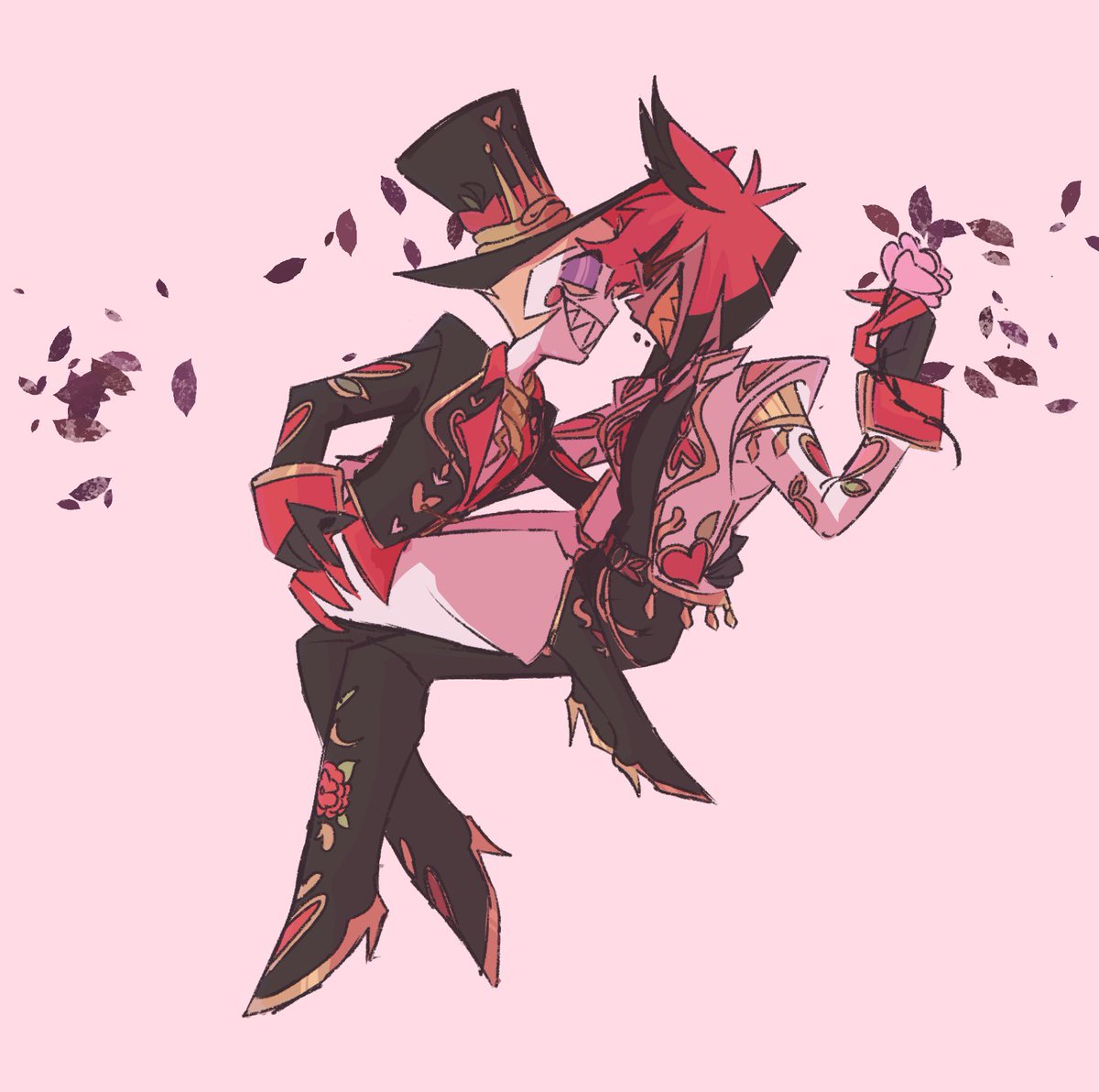 Gumpy_grouch's tweet photo. Happy Late Valentine days! 🩷

#chaggie #cherrisnake #appleradio #HazbinHotelHusk https://t.co/rGHMFaLKlK