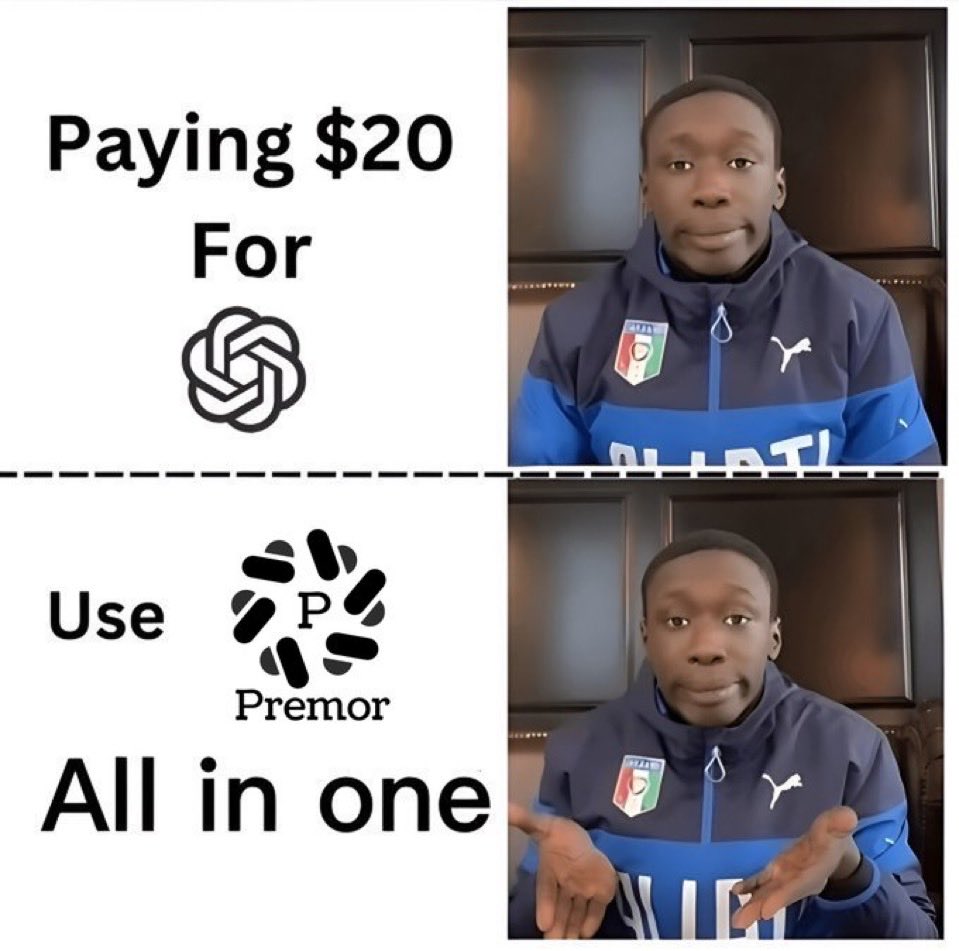 premor_ai's tweet photo. Why pay for so many tools…
when one does it all? #premor #buildinpublic #aitools #saas #founderlife https://t.co/sdKwDrG4mw