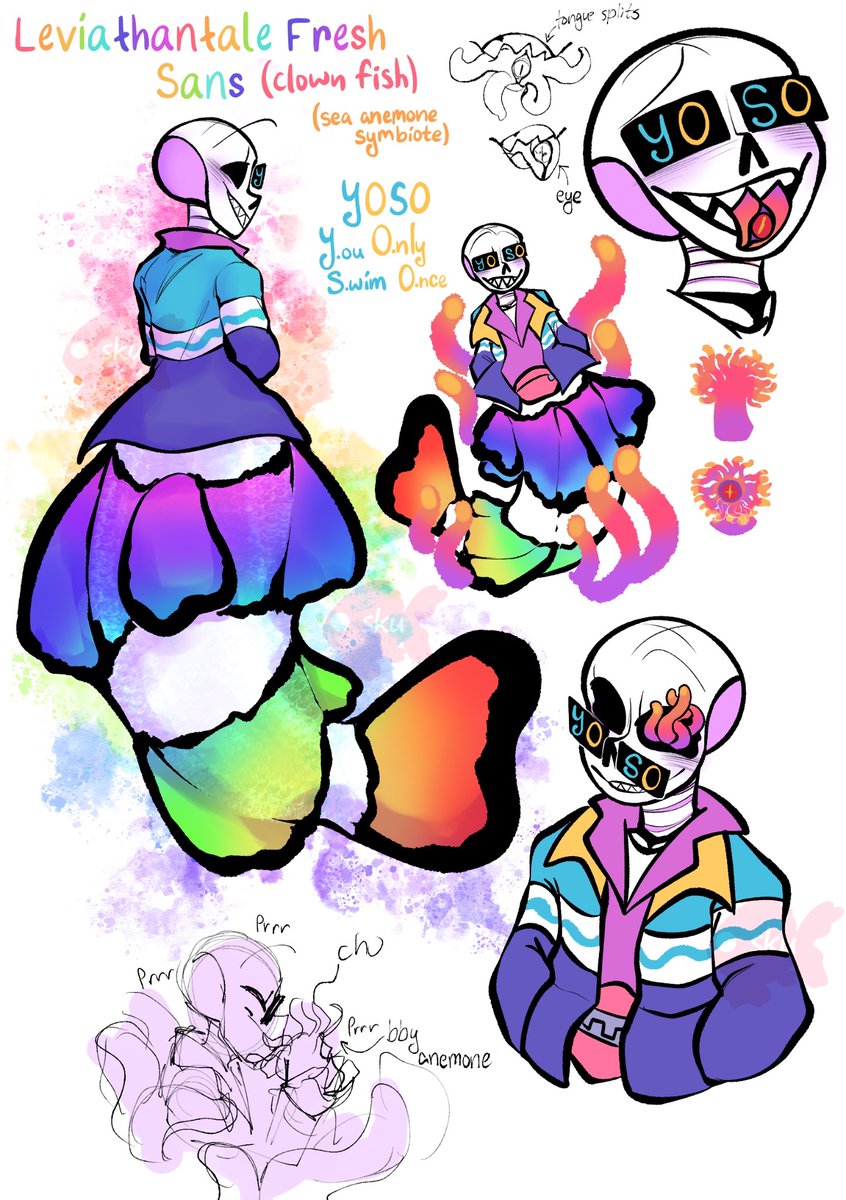 🌈🔱 Leviathantale Fresh 🔱🌈
#leviathantale #utmv 
(He’s a clownfish/sea anemone symbiote creechur)