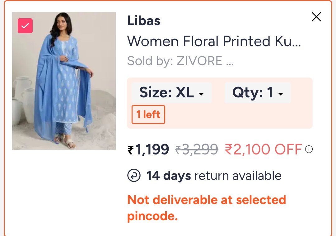 tpshuba's tweet photo. @myntra @MyntraSupport  hello myntra why no delivery to my pincode https://t.co/IPxsC17Tlb