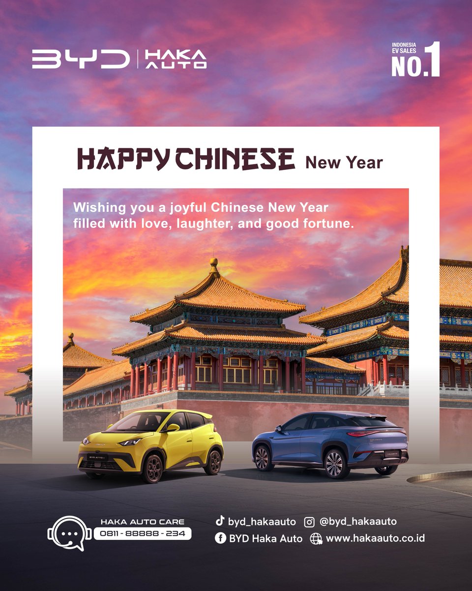 BYD_HakaAuto's tweet photo. New year. New blessings. New journeys. 🧧✨

BYD Haka Auto mengucapkan Selamat Tahun Baru Imlek. Semoga tahun ini membawa kemakmuran, pertumbuhan, dan kesuksesan bagi kita semua.

Gong Xi Fa Cai 🧧

#BYD #BYDHakaAuto #ChineseNewYear #TahunBaruImlek https://t.co/lGZnQ3uDkU