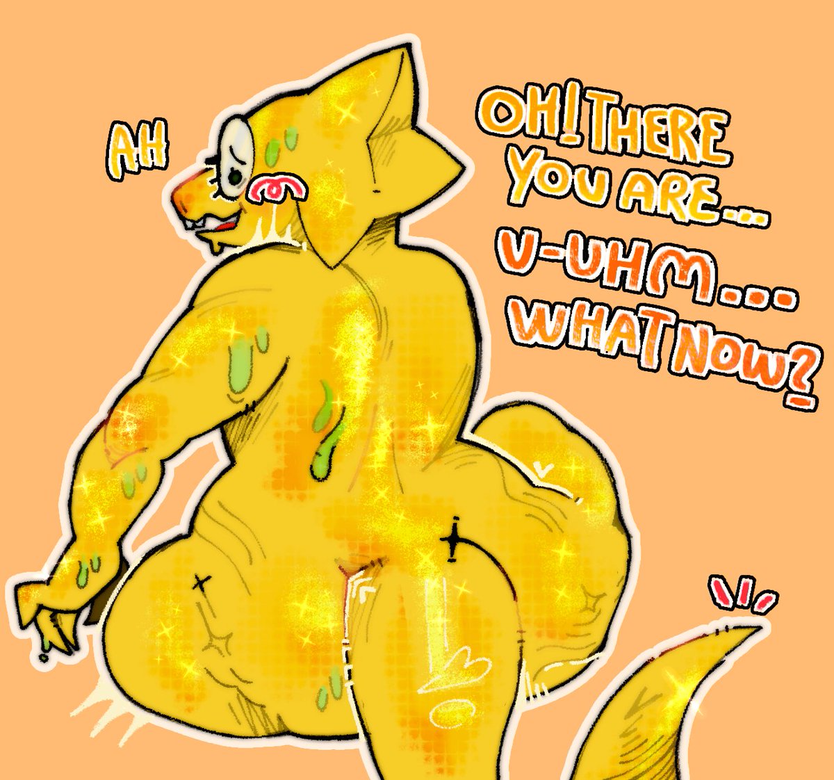 sweaty alphys doodle, glittery.......