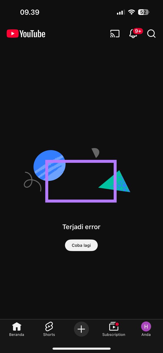 YandiMuhammad3's tweet image. YouTube lagi error kah?
Di tv jga error ini