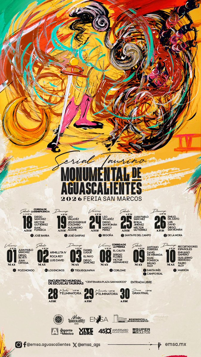 Aguascalientes | Carteles para la Feria Nacional de San Marcos 2026

✨ El Serial Taurino más importante de América.

#Aguascalientes #FNSM