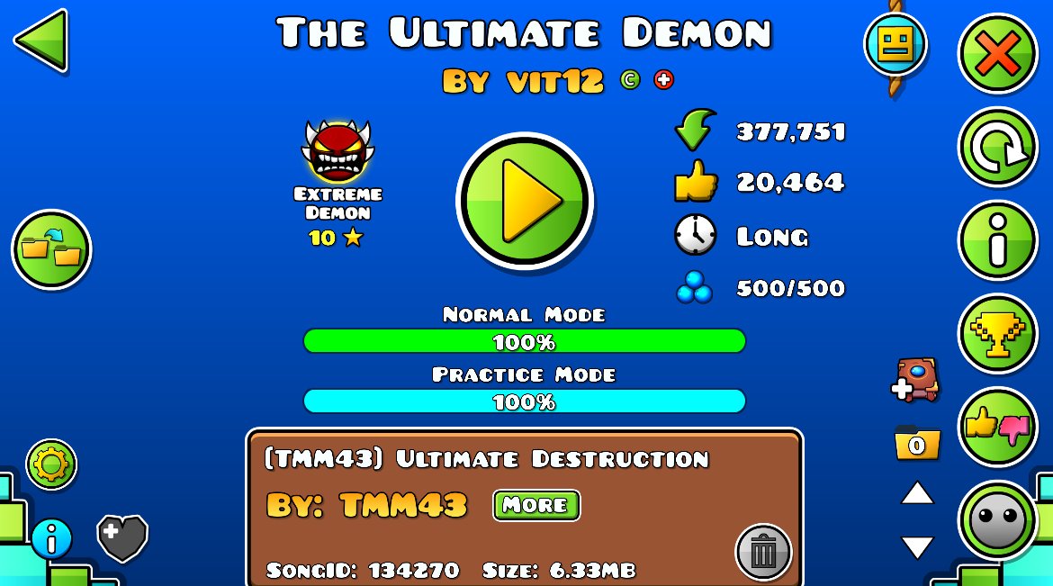 El jugador "NotVenji" se paso el Extreme Demon "The Ultimate Demon" GGG!!