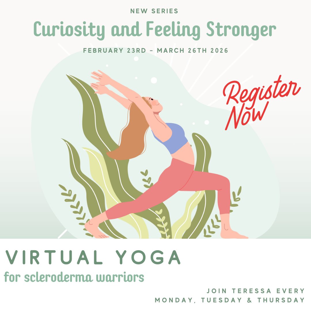 Our Curiosity and Feeling Stronger yoga series starts next week!
👉 Register today: sclerodermabc.ca/support-and-as…

#hardwordharderdisease #autoimmune #chronicillness #chronicdisease #sclerodermawarrior #scleroderma #yoga #yogaforscleroderma #sclerodermayoga #sclero