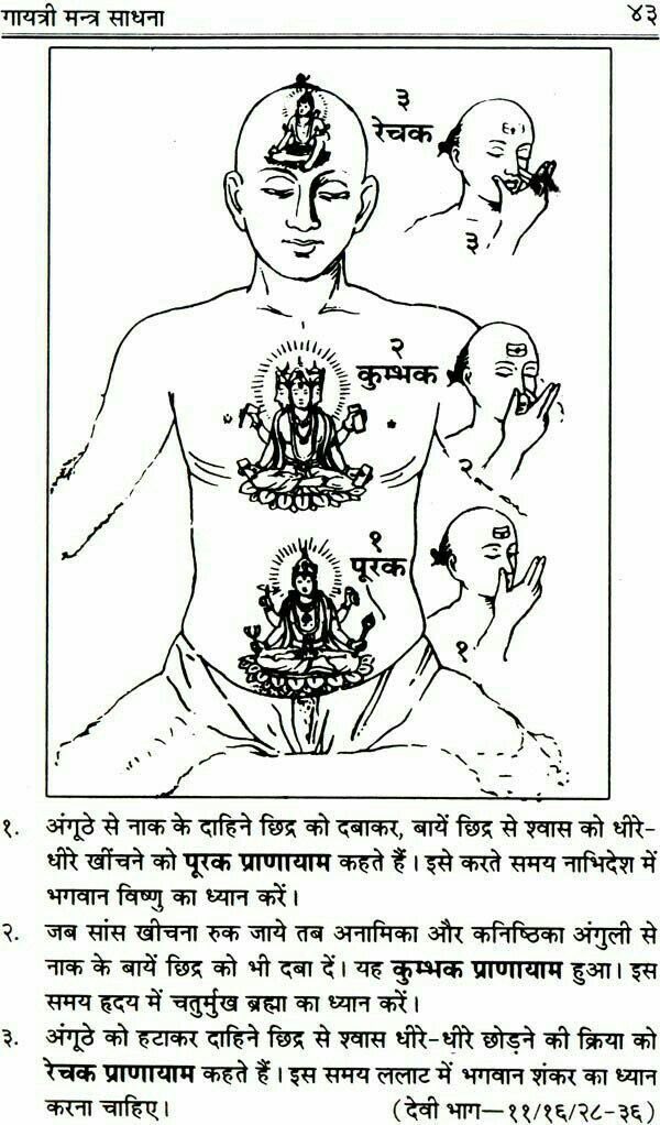 Gayatri Mantra Sadhana &amp; Pranayama – The Inner Awakening 🔱✨

This ancient practice combines breath control with divine visualization — aligning body, mind, and consciousness.

🔹 Purak (Inhale)
Close the right nostril with the thumb.
Inhale slowly through the left nostril.