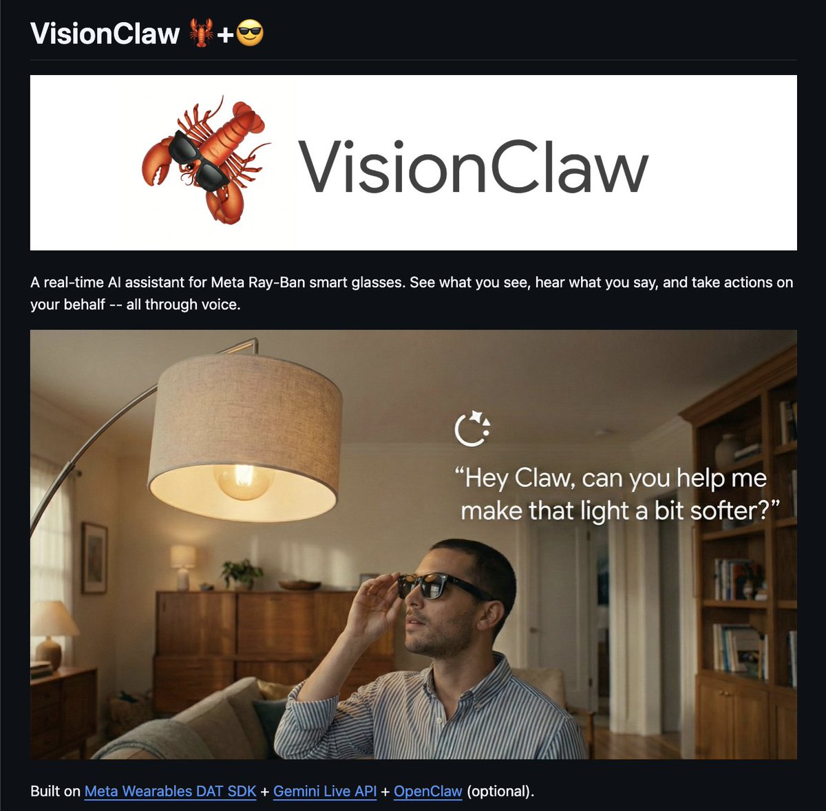 VisionClaw smart glasses demo