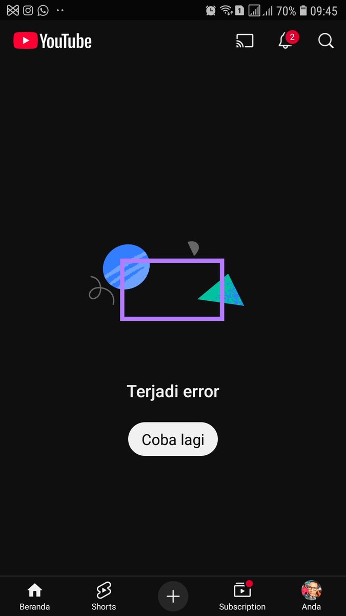 refatfrakas's tweet photo. @YouTube lagi error #Youtube #Youtubeindonesia https://t.co/oNpcpOm7OY