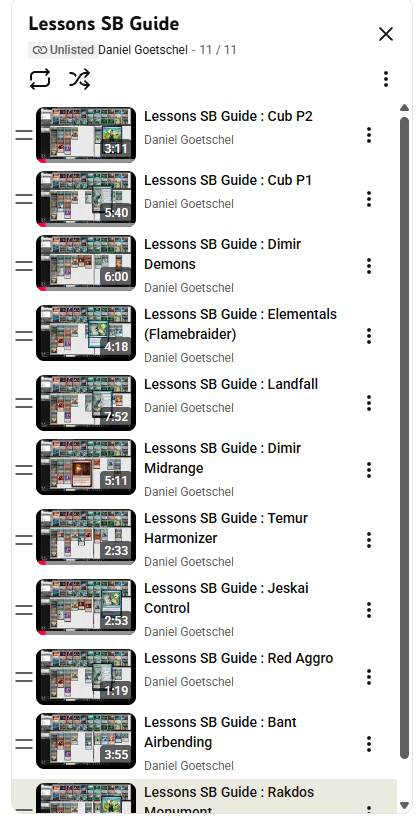 I wrote an article on lessons, I've been doing well with it going 7-3 at the PT and top8d 3/3 challenges I played

I include my views on mulling and md flex spots, free to read.

For $12 you can get a SB Guide w/ accompanying vids discussing the MUs (10+)

tinyurl.com/mrx7658a