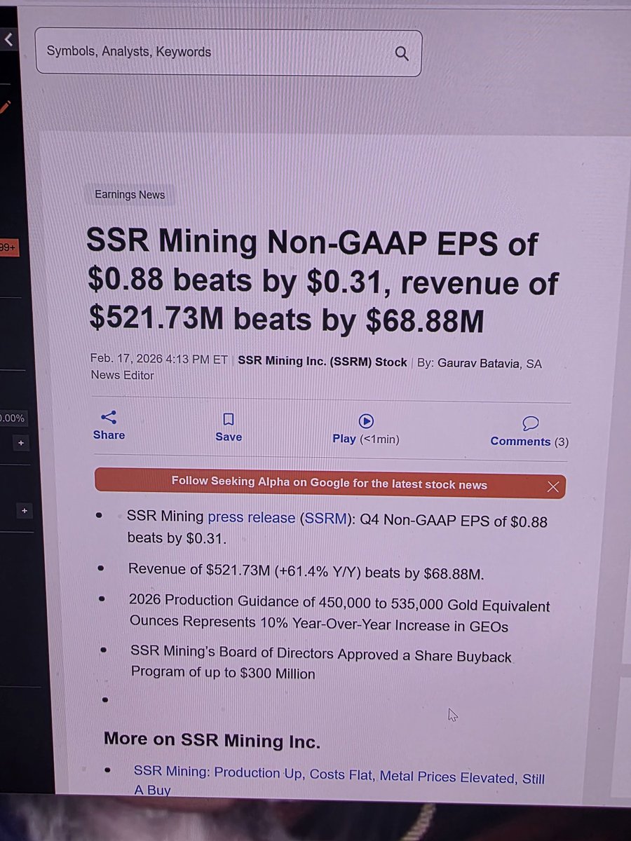 UltimateTrad8r's tweet image. Yooo! These earnings on $ssrm

Yoo! Adding to #plays watchlist

Need some DD 
Miner