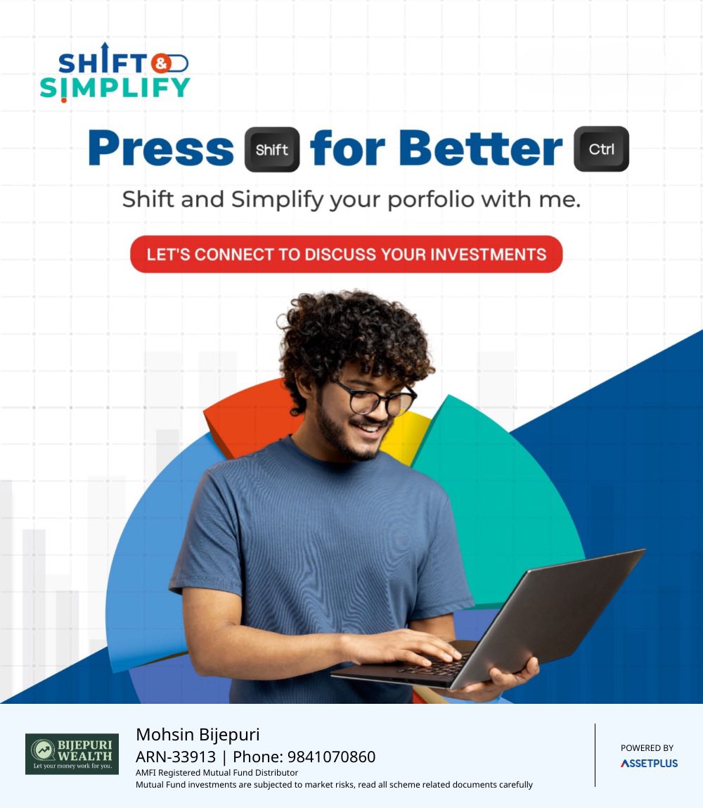 mohsinbijepuri's tweet image. *Shift &amp;amp; Simplify* 🚀

It’s time to press Shift on your portfolio.
Simplify your journey with goal-based investing.

Align your money with life goals—travel, home, family security.
Shift towards clarity.

Simpler choices. Stronger future.

#ShiftAndSimplify #FinancialAbundance