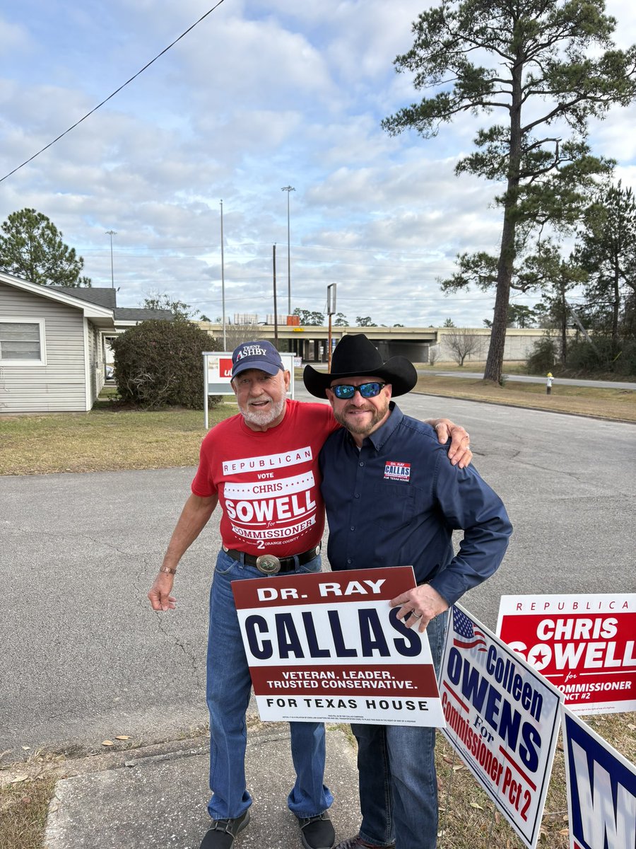 RayCallas4TX's tweet photo. Drove all over HD 21 today visiting with voters at the polls. The energy in Southeast Texas can’t be beaten. Thank you to everyone who made time to vote today. 

If you haven’t, there’s still time. Make a plan to vote before Early Voting ends on Feb. 27 and bring a friend! #txlege