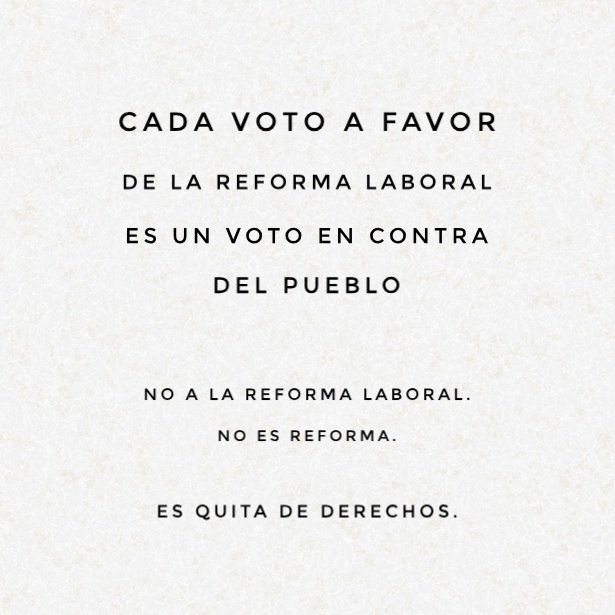 hijos_capital's tweet photo. NO (A LA) ES REFORMA (LABORAL).
ES QUITA DE DERECHOS. https://t.co/BGCXxYjtGU