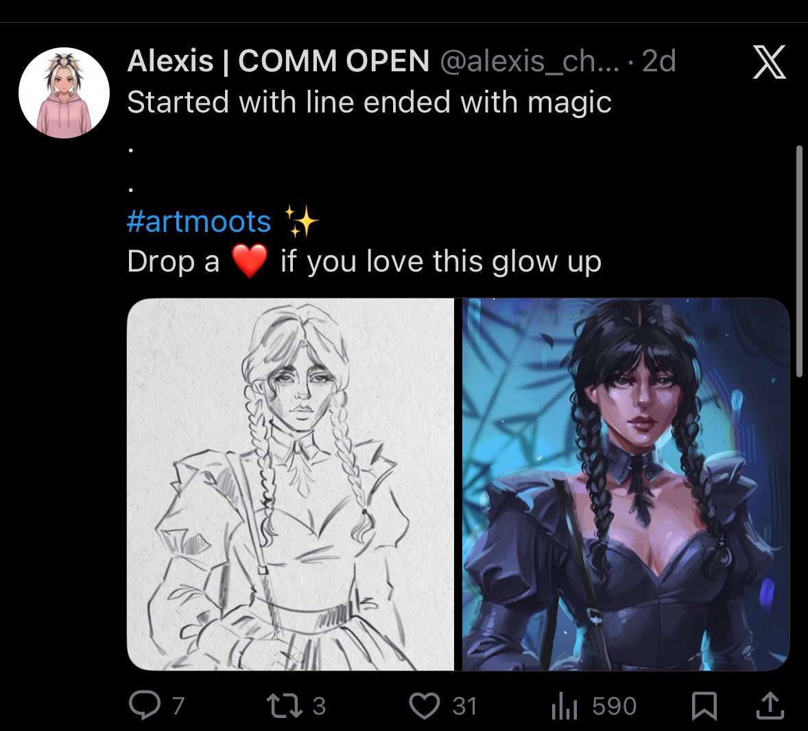 Artistblocklist's tweet image. BLOCK LIST SUBMISSION:
User: @alexis_charless 
Reason: Art Theft / AI Use
Other: Can tell easily it’s AI for some and then stolen work (reverse searched) for some others.