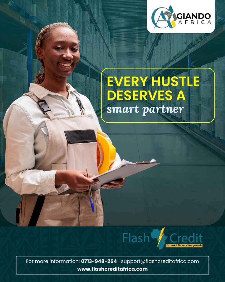 A smart partner moves when you move.....
Let your hustle have the right support system.
Apply today.
Submit application documents to:
E: support@flashcreditafrica.com
or via WhatsApp: 0713 948 254
For more information call 0713-948-254 or visit flashcreditafrica.com