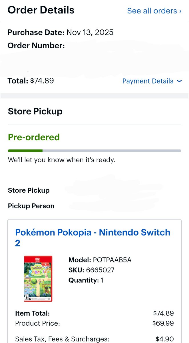 I got a notification that Best Buy canceled the Mini Canvas Tote Bag pre-order bonus for Pokémon Pokopia.
Even though they added it to my order 7 days ago. Maybe not enough stock. This game bout to be poppin'