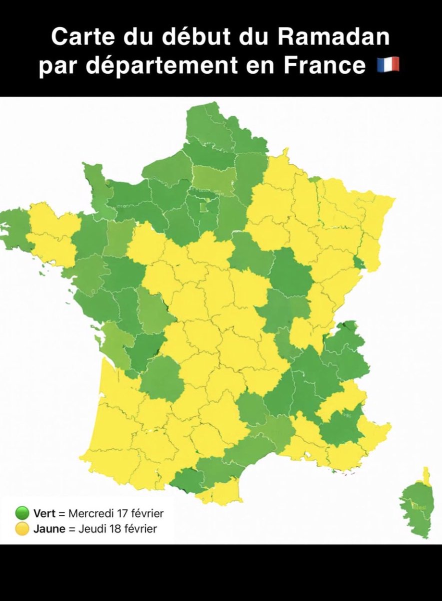 Massiliensis13's tweet photo. Carte du début du ramadan par département en France🇫🇷 https://t.co/4lp5mxW2kC