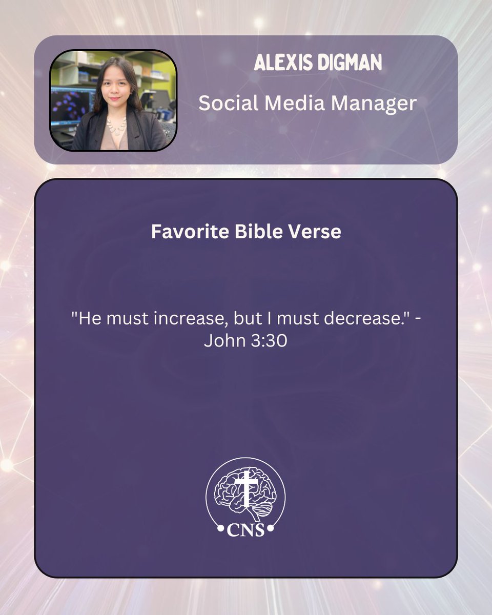 ChristianNeuro's tweet photo. 💫 Meet the Team:
This week, we’re excited to highlight Alexis Digman, Social Media Manager for the Christian Neuroscience Society!

#MeetTheTeam #ChristianNeuro #ScienceAndFaith #FaithInScience #CNSCommunity https://t.co/zB4AzHY7sl