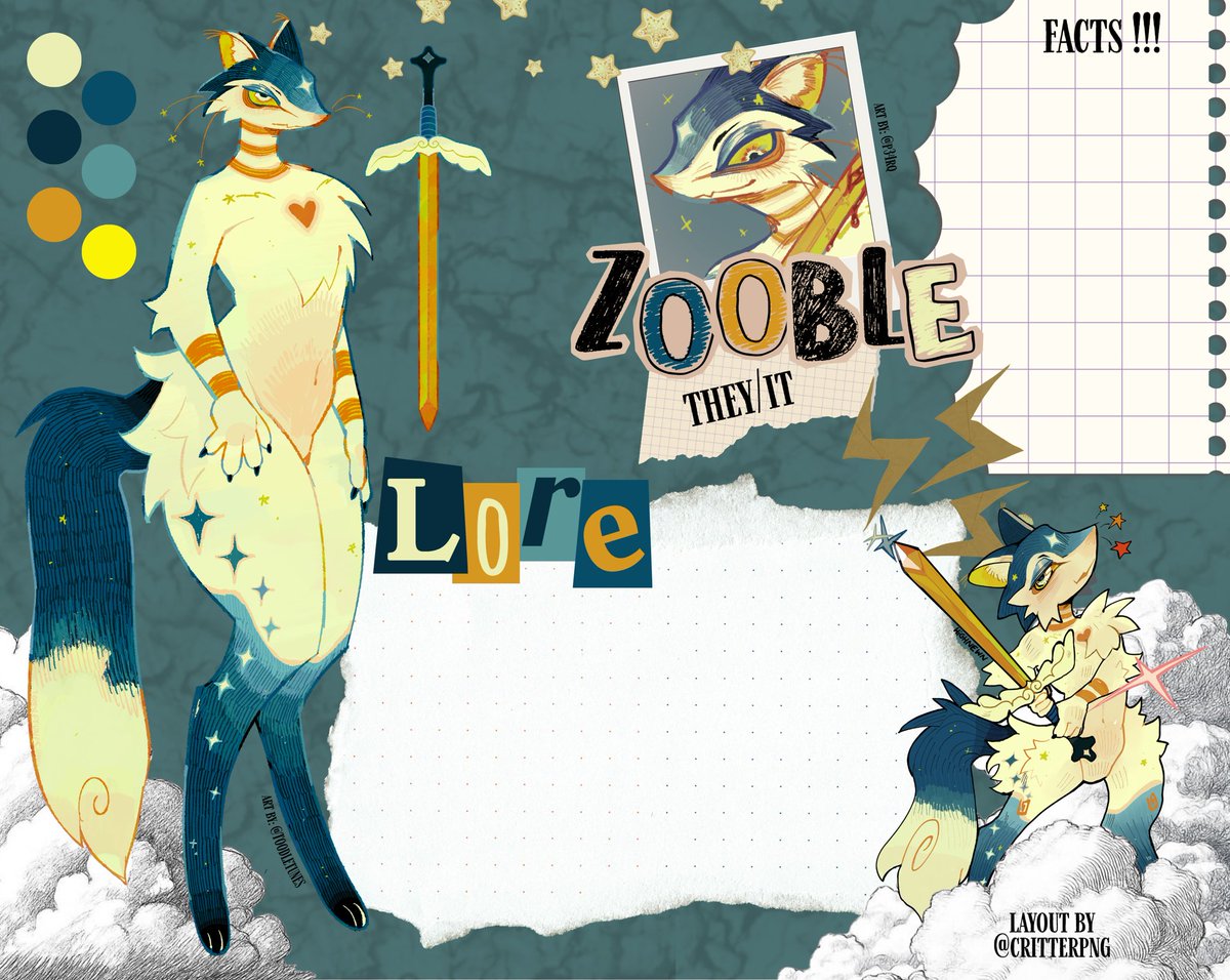 finished graphic design comm for finn on discord ⭐️♟️🫂

🪽 — scrapbook ref layout 🤲🏻