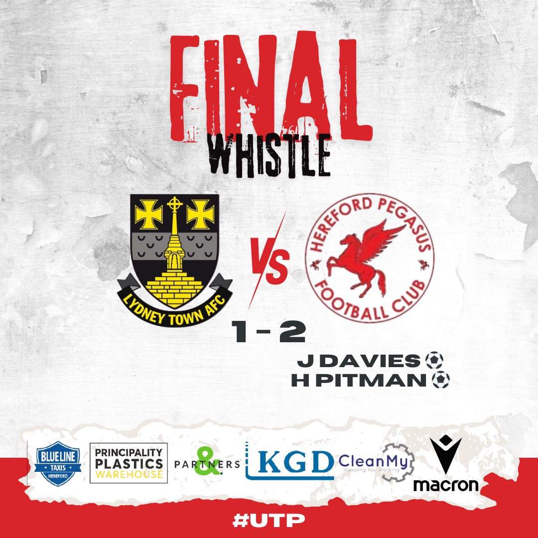 🔴⚽️FINAL WHISTLE⚽️🔴

First half goals from Joe and Harry is enough to ensure we come away with all 3 points

#herefordpegasusfc
#utp #allthreepoints