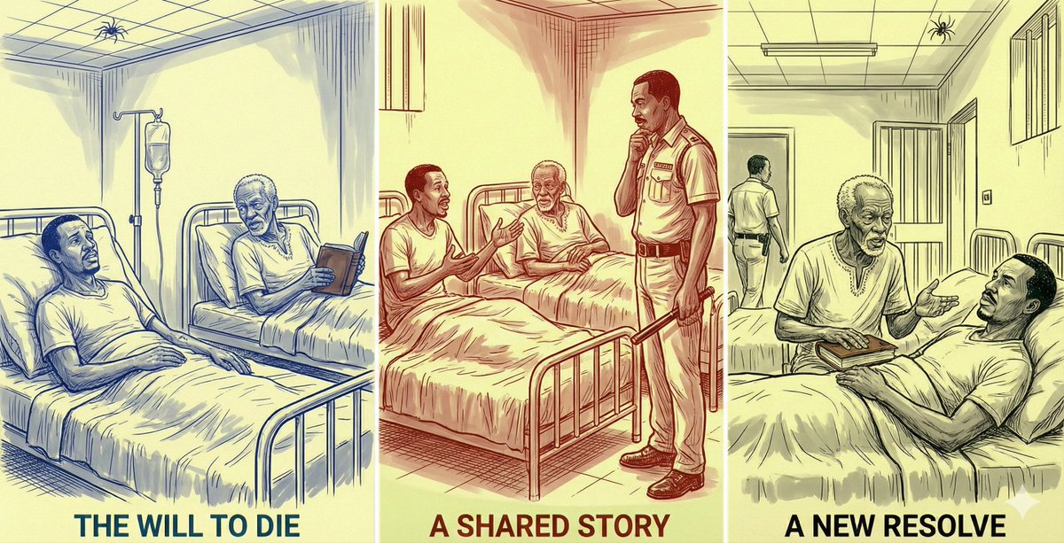 The Golden Return - Chapter 11 - Page 46, Kwesi tries to die, but Old Man Forson gives him a reason to live. The hunger strike ends, and the mentorship begins.

Read the full page now! 👇
albertopoku.com/2026/02/17/the…