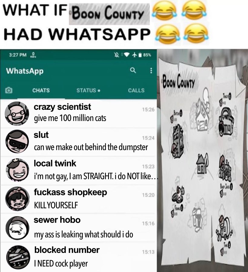 what if boon county had whatsapp 😂😂😂 #mewgenics