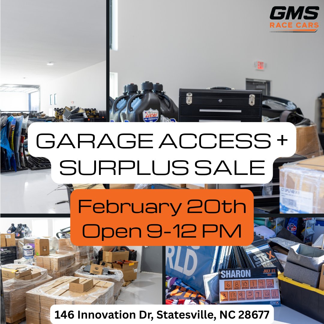 GMSracecars's tweet photo. Join us for our Garage Access &amp; Surplus Sale on February 20th, 9AM to noon. 
 
We're selling former SRX Series signage, vinyl, toolboxes, body panels, cleaners and more, with former series cars on-site for display and Rare Rides next door showing off their collection too! https://t.co/qMqR2KSpMA