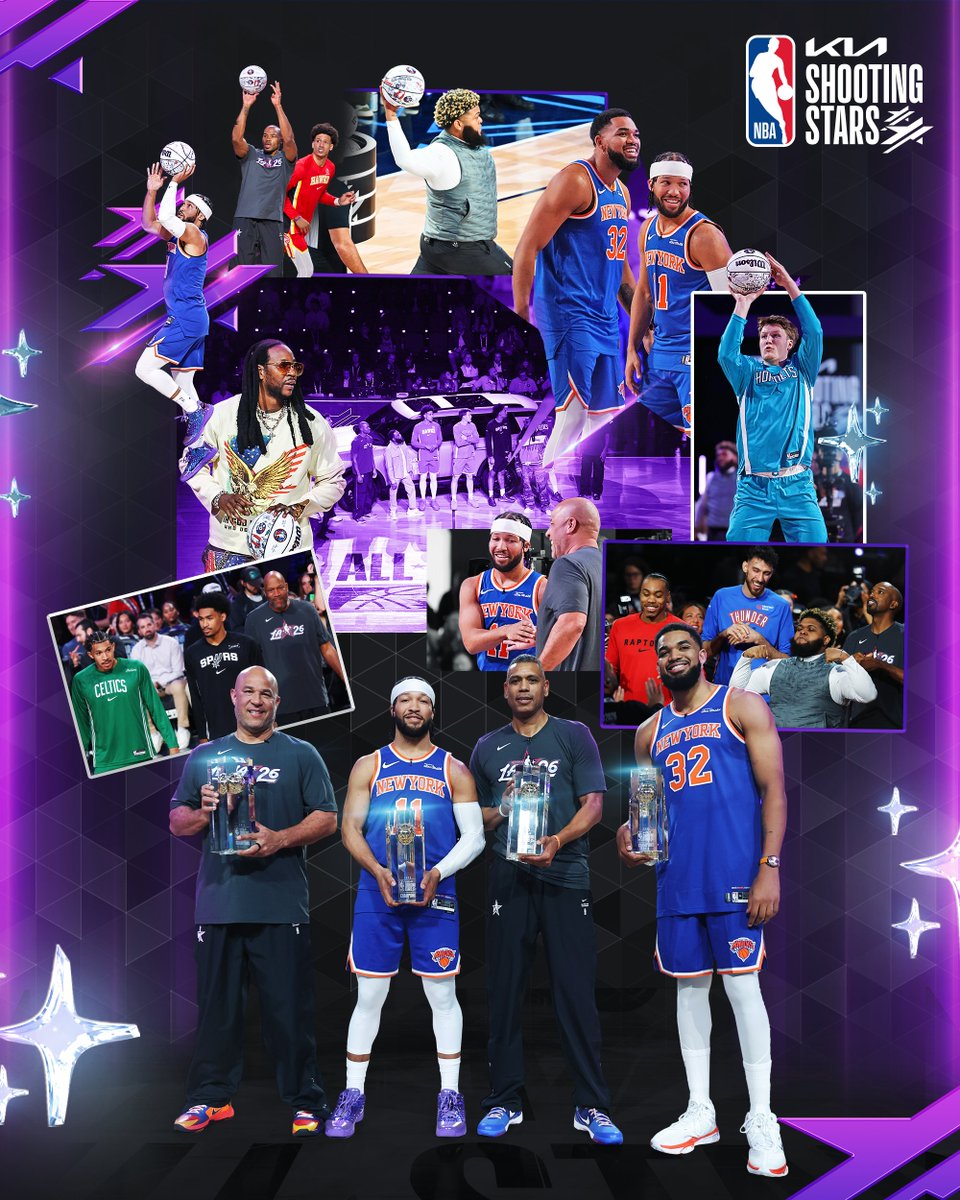 Led by NBA All-Stars Jalen Brunson and Karl-Anthony Towns, Team Knicks caught fire for 47 points in the final round as they held off Team Cameron to become @Kia Shooting Stars champions! 🔥