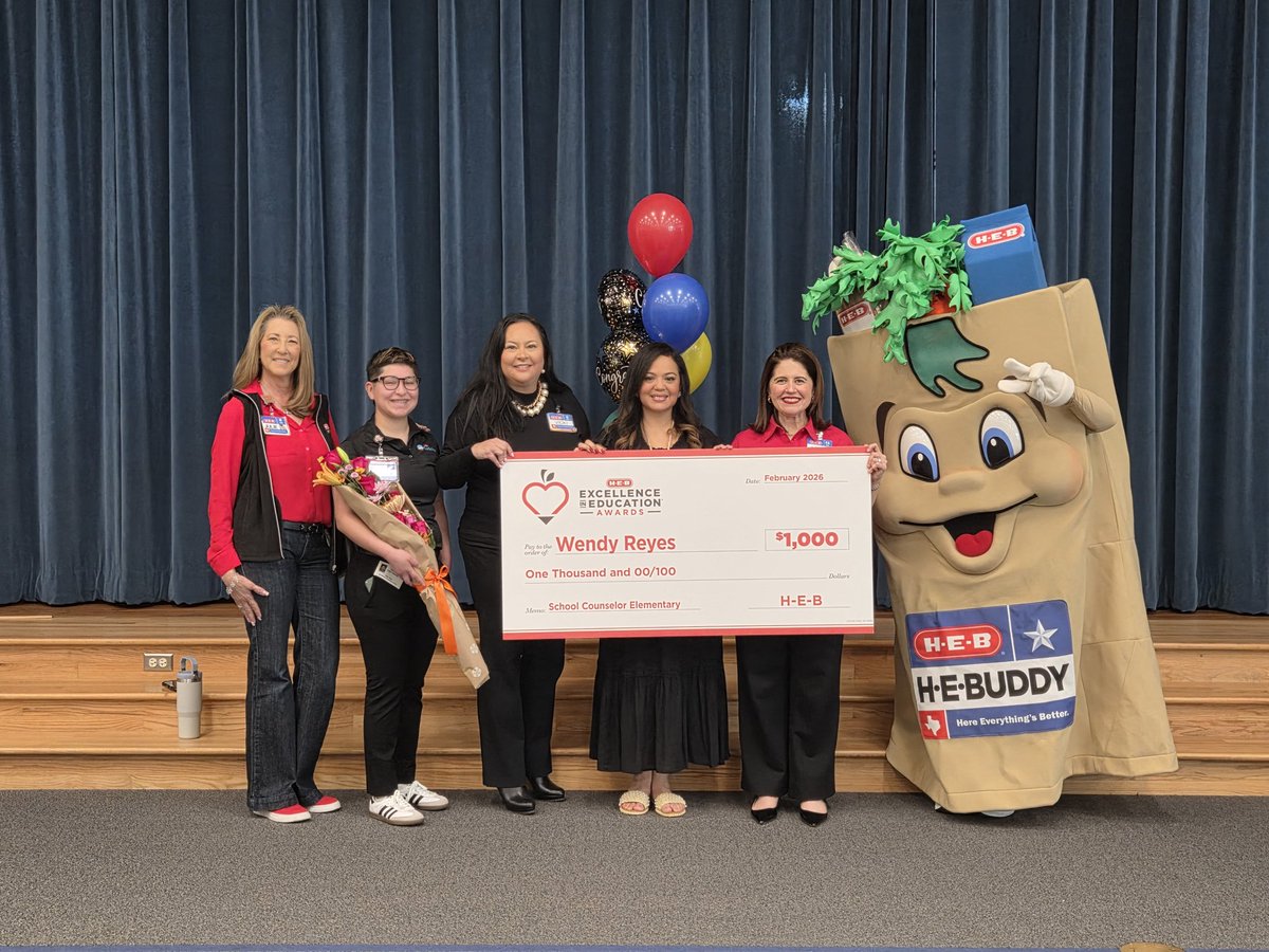 mcwhirterelem's tweet image. We'd like to celebrate our amazing counselor, Ms. Wendy Reyes, for being recognized as one of the 5 finalists in the State for the Excellence in Education award from @HEB! #HEBHelpingHere #communitypartner