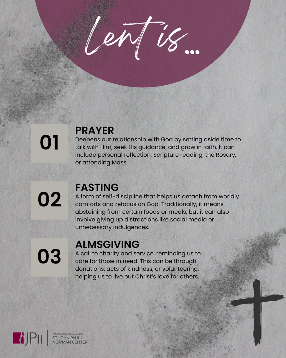 Tomorrow is Ash Wednesday! We'd love to have you follow along with us as, starting next week, JPII Newman students give you their weekly recommendations for prayer, fasting, and almsgiving.
