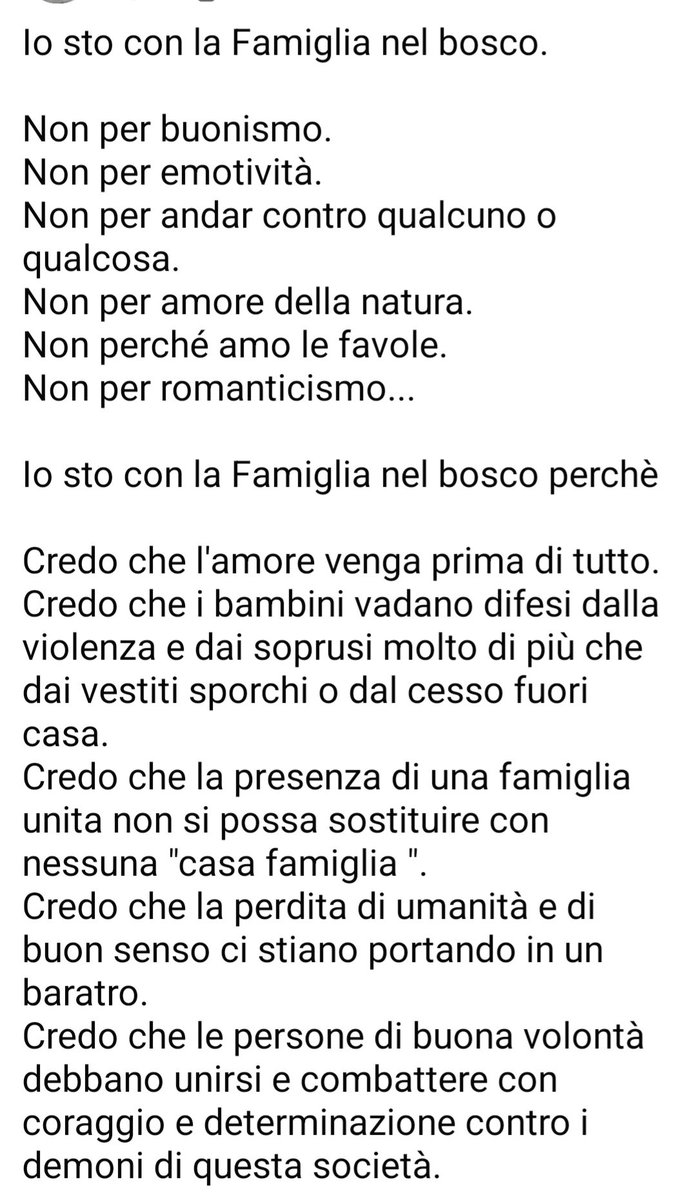 DariaCozzi's tweet photo. Io sto con la #Famiglianelbosco https://t.co/4abPOCCeBr