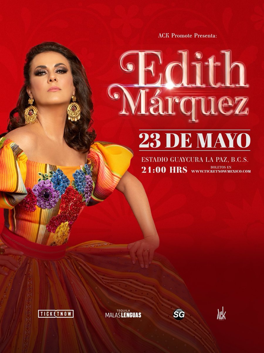 💃🎶 <a href="/EdithMarquezL/">Edith Márquez</a> en La Paz, B.C.S. 

📍 Estadio Guaycura - 23 de Mayo
🎟️👉 Boletos YA a la venta en línea a través de: 

ticketnowmexico.com/evento/present…