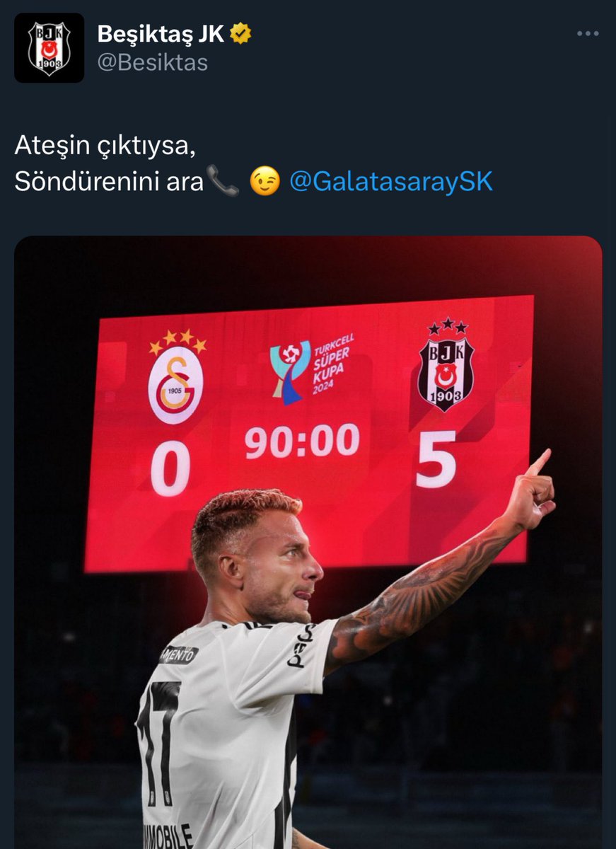 Juventus’a 5 tane atmış olmanız Beşiktaş’dan 5 tane yediğiniz gerçeğini değiştirmez.

#GSvJUVE