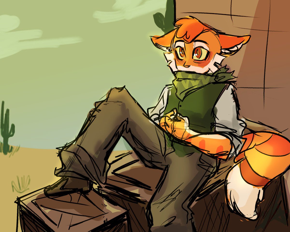 fairyd7mp's tweet photo. [ Cowboy AU] 

Concept idea for Freckle. 

#Lackadaisy #LackadaisyCats https://t.co/P5TnIU2nMF
