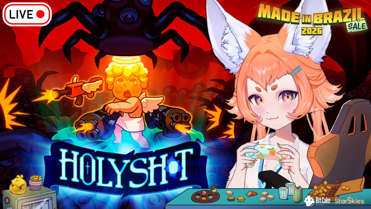 FenekoAmy's tweet photo. Vem comigo expulsar o mal da terra na base do tiro!! 👼
Jogando o bullet hell Holy Shot pela primeira vez!

@madeinbrsale @studio_lonewolf #MadeInBrazilSale #StarSkies https://t.co/NmP76mwuwT