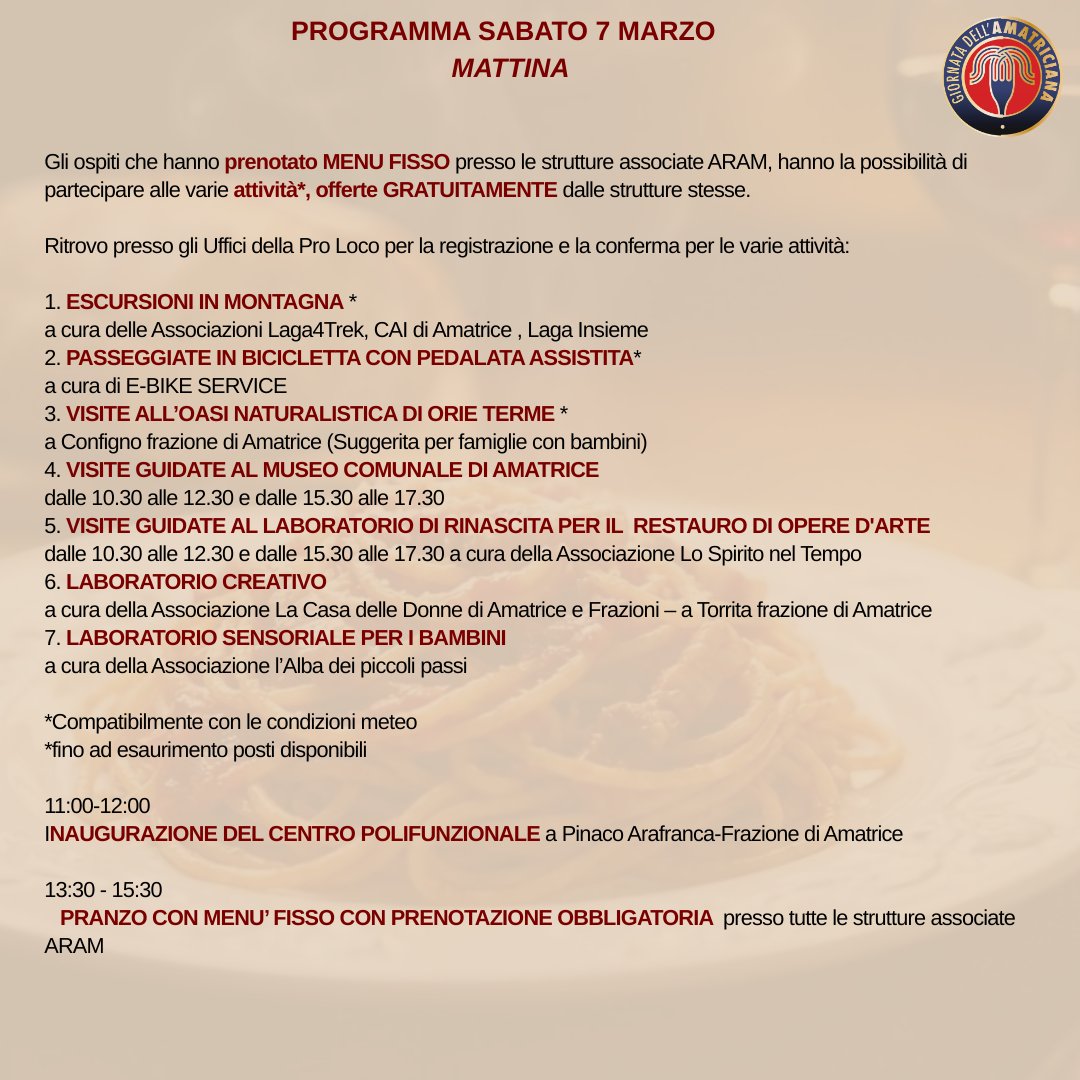 GAmatriciana's tweet photo. Programma venerdì 6 marzo e sabato 7 marzo👇 https://t.co/TCNAawcUUl
