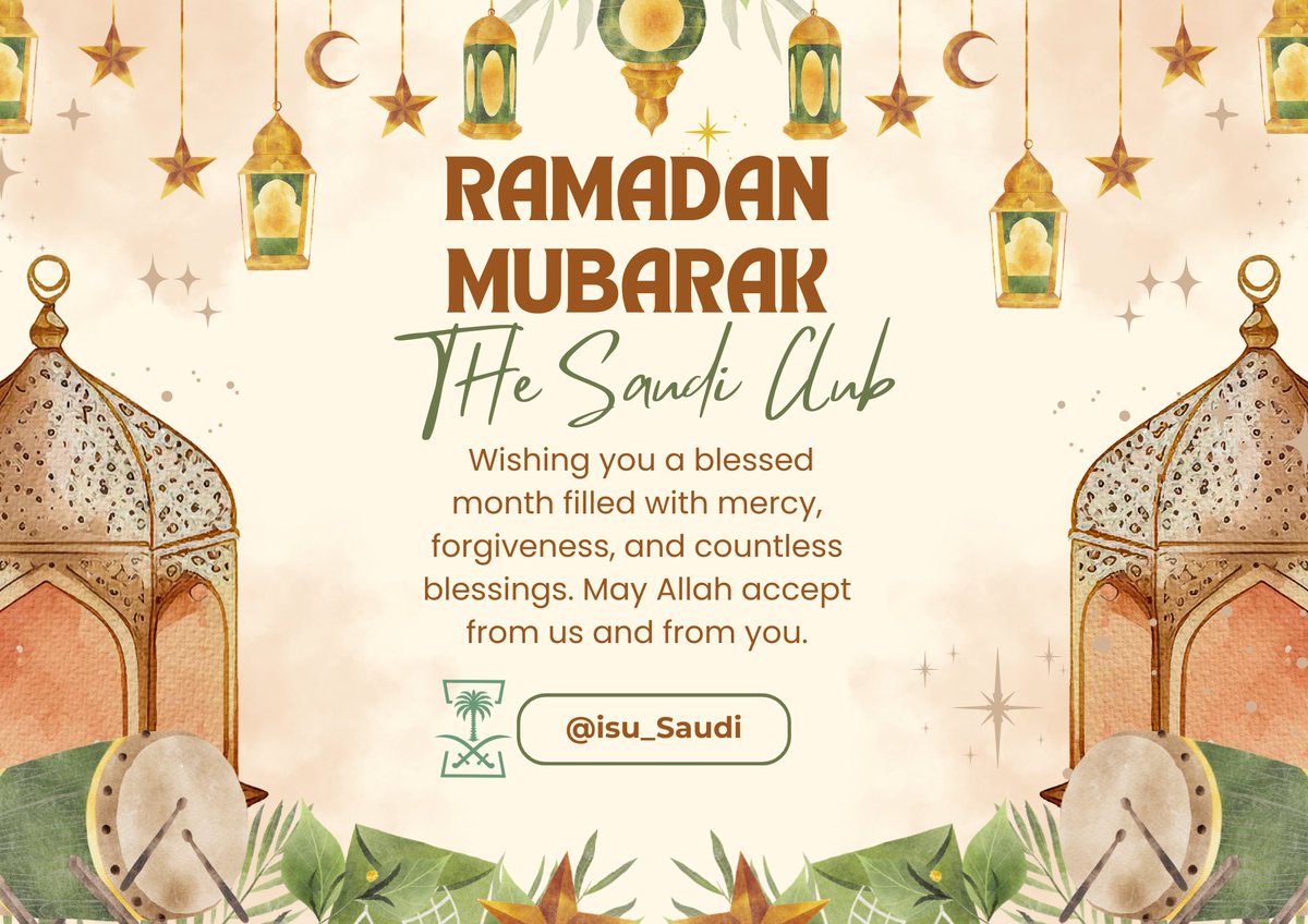 isu_saudi's tweet photo. رمضان مبارك 🌙✨
نسأل الله أن يجعله شهر خير ورحمة وبركة علينا وعليكم.

Ramadan Mubarak 🌙✨
Wishing you a month full of mercy, blessings, and peace. https://t.co/EKLK32hab2