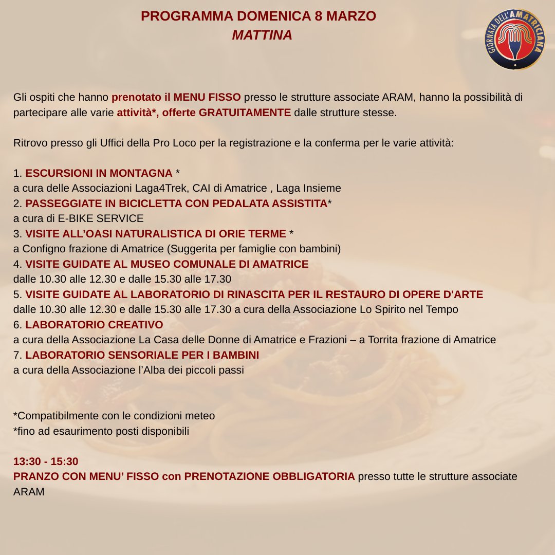 GAmatriciana's tweet photo. Programma domenica 8 marzo👇 https://t.co/BY074dKdMt