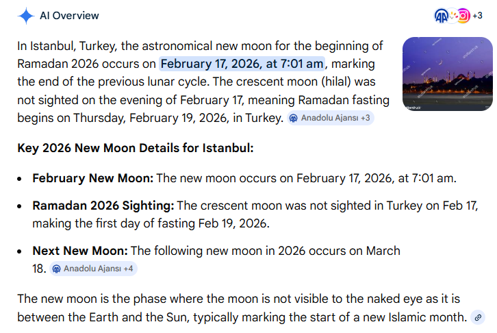 "Güneş ve Ay bir Hesap iledir." (55:55)

Edip Yüksel
17 Şubat 2026

Ramazan ayının başlaması, yeni ayın ilk anı ile gerçekleşir. Bunu bilmek için Sünni veya Şii din adamlarının uydurduğu şeriatın kadılarına veya sultanların ilanına gerek yok. 

Hatta görsel şahitlere bile gerek
