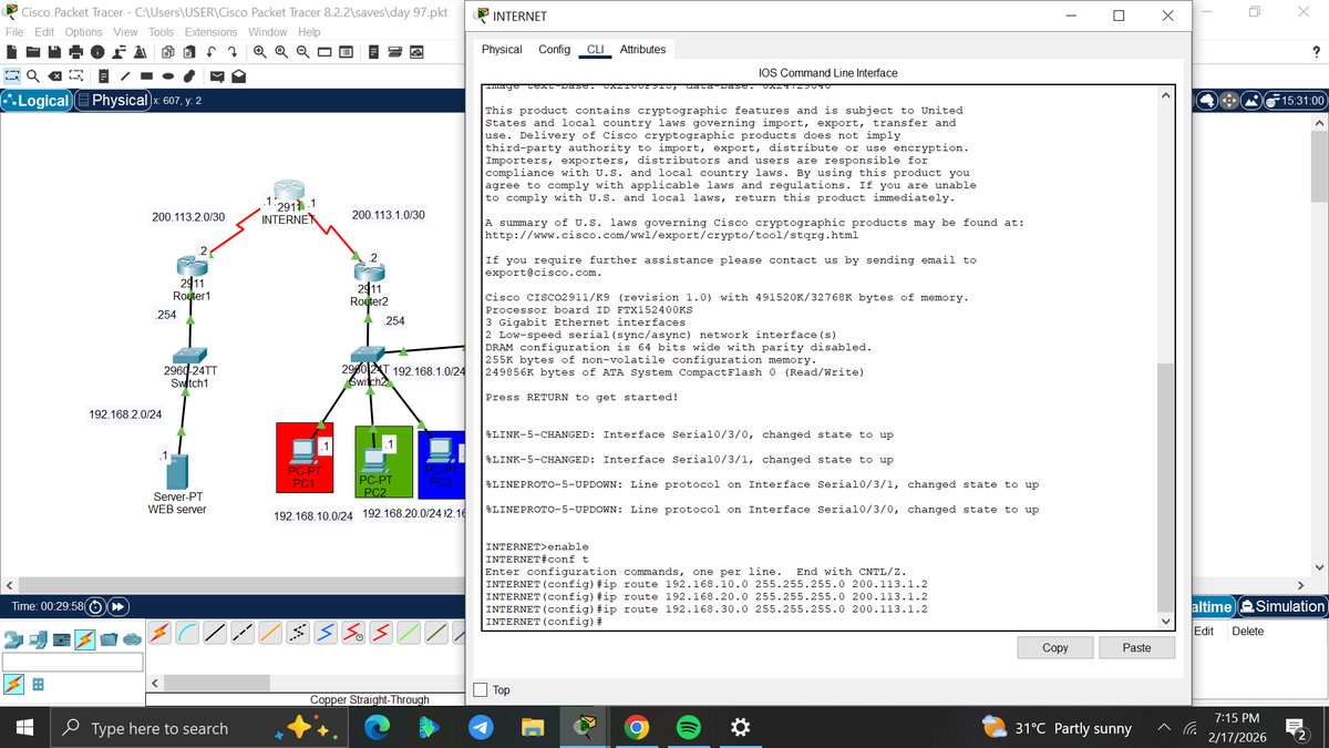amyy_nwa's tweet photo. Day98/100 #100DaysOfNetworking
Todays objective was to create segmentations using VLANs
I deployed Inter-VLAN routing, ensuring that each department has its own unique gateway while sharing the same physical uplink. @ireteeh @TemitopeSobulo @segoslavia https://t.co/q35sxkMID3