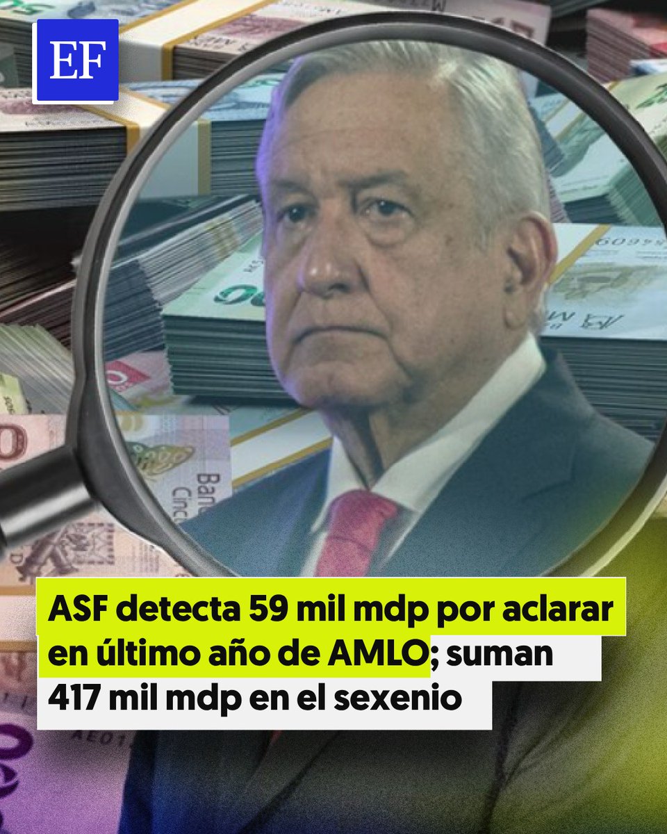 ElFinanciero_Mx's tweet image. La ASF detectó irregularidades por 59.345 millones de pesos en su tercer informe de la Cuenta Pública 2024, lo que suma 65.107 millones pendientes de aclarar en el último año del gobierno de López Obrador.  elfinanciero.com.mx/nacional/2026/…